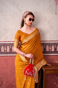 Indian Traditional Ethnic Casual Saree with Printed with Zari Weaving Work for Daily Wear and Festive Function for Women Outfit - Product Image 3