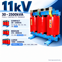 Transformateur sec 11 kV avec capacité de 30-2500 kVA, triphasé 400 V, pour distribution d'énergie, transformateur de service de station de surtension à économie d'énergie