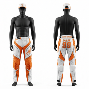 TAISON SPORTS <b>Men</b> Paintball <b>Pant</b> 280 GSM Premium Polyester/Nylon <b>White</b> Orange Multi Panel Padded Custom Embroidery Waterproof - Product Image 1