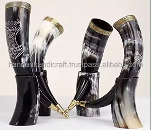 Cuerno para Beber de la Mejor Calidad, 100% Natural, con Bordes de Latón y Soporte de Hierro/Cuerno Vikingo para Beber, Jarra Nórdica, Cuerno Vikingo - Product Image 3