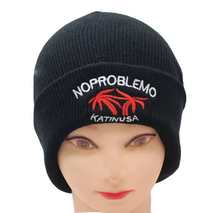 Hot Selling Custom Solid <b>Knitted</b> <b>Beanie</b> 100% Acrylic <b>Beanie</b> Custom Embroidery Logo Folded Cuffed <b>Knitted</b> <b>Beanie</b> 56-58CM - Product Image 3