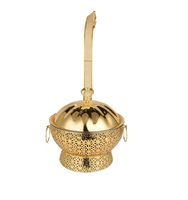 Plat à chafing de luxe doré orné, chauffe-plats de buffet avec base perforée et couvercle bombé pour mariages et fiançailles haut de gamme