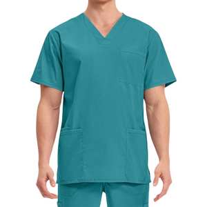 Ensemble de tenues médicales en coton pour hôpitaux et cliniques : Blouse à col en V et pantalon droit respirant – Fabricant de vêtements de travail - Product Image 2