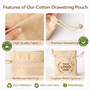 Bolsa Ecológica Biodegradable y Reciclable de Algodón con Cordón para Compras, Regalos, Joyería, Dulces, Granos de Café, Almacenamiento Reutilizable - Product Image 5