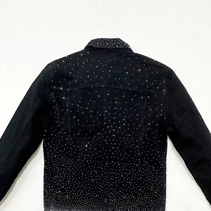 High Quality Men's Custom Outdoor Denim <b>Jacket</b> 100% Cotton Lightweight Windproof New Design Stand Collar Denim <b>Rhinestone</b> <b>Jacket</b> - Product Image 4