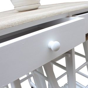 Carrello da Pranzo Pieghevole Bianco a Semicerchio con Manico in Legno e Sgabelli Rotondi, Codice Ricambio per Isole e Carrelli da Cucina 37144410 - Product Image 4