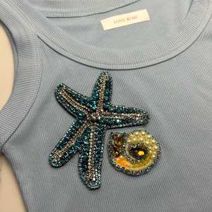 Top de Algodón con Bordado de Cuentas y Flores para Mujer, Elegante, sin Mangas, para Fiestas de Verano, Estilo Urbano, Casual - Product Image 2