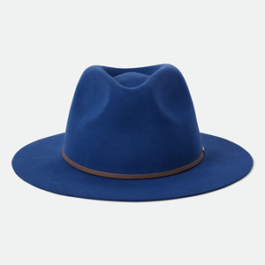 Blue 100% Polyester Fedora <b>Hat</b> Brown Ribbon <b>Band</b> Unisex Casual Wide Brim Hand Embroidery Digital Printing Four Seasons Fashion - Product Image 1