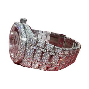 Montre en moissanite VVS, montre de luxe avec diamants, mouvement automatique complet, classique, élégante, bracelet en acier inoxydable, verre saphir - Product Image 1
