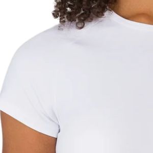 Camiseta Deportiva Ajustada de Algodón para Mujer, Blanca, para Gimnasio, Fitness, Entrenamiento, Ejercicio, Deporte, Manga Corta, Perforada - Product Image 6