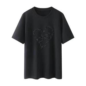เสื้อยืดผู้ชายระบายอากาศสำหรับฤดูร้อน คอกลม ผ้าฝ้าย ซักง่าย แห้งเร็ว ประดับเลื่อมตัวอักษร  เสื้อยืดผู้ชายแบบมันเงา - Product Image 1