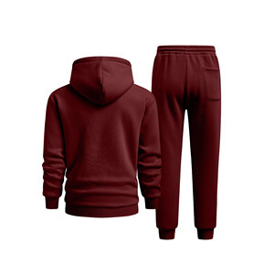 Men's Breathable Fleece Streetwear Winter Tracksuit 2-piece Set Zip-up Hoodie & With Elastic Waist 100% Cotton Cheap Tracksuit - Product Image 2