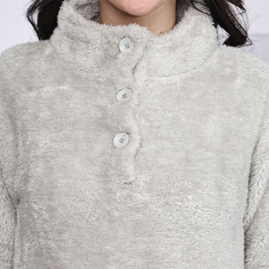 Women Fleece Jacket Button Up Collar Full Sleeve Solid Color Warm <b>Winter</b> <b>Coat</b> Regular Length <b>Thick</b> Polar Fleece Material - Product Image 6