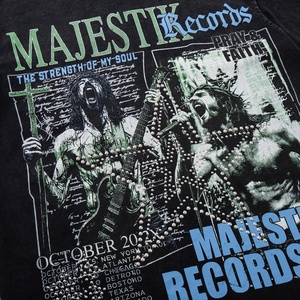 MAJESTIK คุณภาพสูงผ้าฝ้าย 100%โอเวอร์ไซส์สตรีทวินเทจอินเทรนด์พิมพ์ลายฤดูร้อนแขนสั้นเสื้อยืดผู้ชาย - Product Image 4