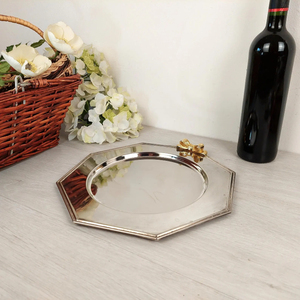 Luxury Stainless Steel Serving Tray with Silver Color Octagon Shape Decorative Metal Platter for Wedding Hotel Home Usage - Product Image 1