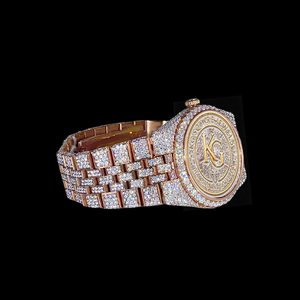 Montre mécanique de luxe ETA en or rose sertie de diamants, bracelet en acier inoxydable avec cristaux, bijoux de mode, cadeau - Product Image 1