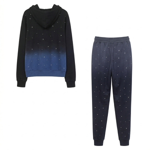 Ensemble de survêtement dégradé avec imprimé étoiles, sweat-shirt en coton et pantalon de jogging décontracté pour l'automne, manches longues, pantalon à cordon de serrage - Product Image 2