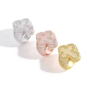 Best Quality Fashion Gold Plated Silver Cross Hip Hop <b>Ring</b> with Zircon <b>Statement</b> Jewelry for Men's Luxury Wear - Product Image 2