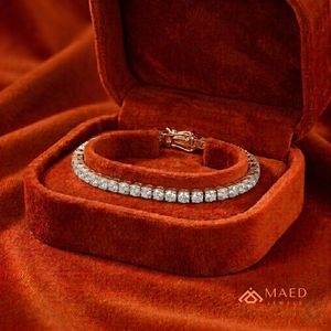 สร้อยข้อมือเทนนิสโมอิสซาไนต์ทรงกลมสำหรับผู้หญิง ชุบทองคำสีกุหลาบ เครื่องประดับแฟชั่น ของขวัญวันครบรอบ สไตล์หรูหราสำหรับสวมใส่ทุกวัน - Product Image 3