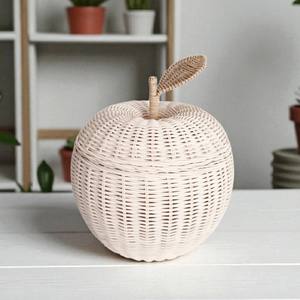 Nursery accent <b>rattan</b> <b>storage</b> baskets competitive price apple shape basket with removable lid - Product Image 1