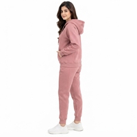 Survêtement pour femmes en coton mélangé, texture douce, coupe décontractée, veste confortable, pantalon à taille élastique réglable