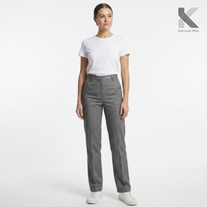 Pantalones Casuales de Algodón para Mujer, Corte Recto, Frente Plano, Tela Twill, Ecológicos, para Oficina, OEM ODM - Product Image 2