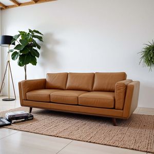 Divano in Vera Pelle Chase Stile Mid-Century Modern per Soggiorno - Product Image 4