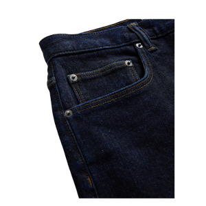 Men's Dark Blue Straight-Leg Jeans Mid Waist Regular Fit Casual Cotton Denim Autumn Wear - Product Image 6