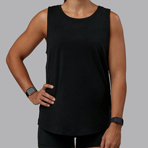 Camisetas sin mangas de punto de alta calidad de poliéster/algodón para mujer, cuello redondo, ajuste holgado, transpirables, para gimnasio y deportes. - Product Image 5
