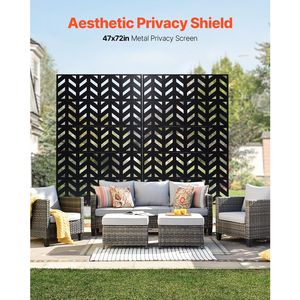 Schermo per la privacy da esterno 119,4 cm L x 182,9 cm H, divisorio autoportante a 5 pannelli, schermo decorativo da giardino in metallo tagliato al laser - Product Image 2
