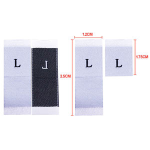 Étiquettes de taille pour vêtements, noires et blanches, carrées, cousues, lavables, à bords coupés à chaud, pour vêtements, motif rectangulaire - Product Image 5