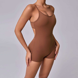 Mono casual de alta calidad para mujer, de color liso y cuello redondo, tipo top sin mangas, para uso exterior, con efecto moldeador de cuerpo y cintura - Product Image 5