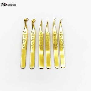 แหนบต่อขนตาเคลือบทอง 24k ระดับมืออาชีพ สำหรับต่อขนตาแบบวอลลุ่ม ปลายแหลมสแตนเลสสตีล รับทำโลโก้-ขายส่ง - Product Image 1