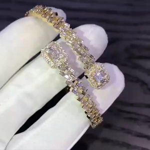 Bracelet en diamant cultivé en laboratoire, unisexe, diamants certifiés IGI, plaqué or 10 carats, argent, luxe, élégant, mariage - Product Image 4