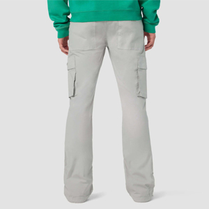 กางเกงคาร์โก้ผู้ชาย สีเทาอ่อน ผ้าฝ้าย น้ำหนักเบา สไตล์ยูทิลิตี้ ทรงหลวม สีพื้น ใส่ได้ในฤดูใบไม้ร่วง สตรีทแวร์ ฮิปฮอป ลุคแบบวอช - Product Image 2