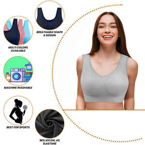 Women's High Support Seamless Satin Sports Bra-Customizable Fabric & Color Quick Dry Yoga Gym Activewear Bandeau <b>top</b> - Product Image 5