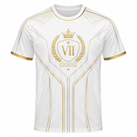 Maillot de sport pour homme en polyester respirant, imprimé par sublimation or blanc, protection UPF 50, logo VII Champions sur le devant, modèle pull-over
