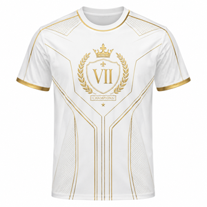 Camiseta Deportiva Blanca para Hombre con Estampado por Sublimación, Logotipo VII Champions en la Parte Delantera, Transpirable, de Poliéster - Product Image 1