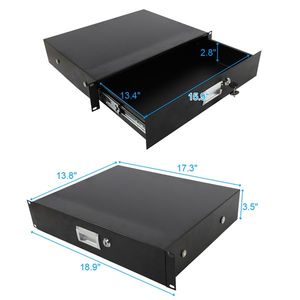 19\" 2U Black Steel Plate DJ Drawer Equipment Cabinet with Keys Audio Sound Equipment Storage Solution - Product Image 2