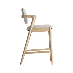 Contemporary Solid Teak Outdoor Counter <b>Stool</b> Upholstered Seat and Backrest Ergonomic Luxury Bar <b>Stool</b> for Restaurant Cafe - Product Image 3