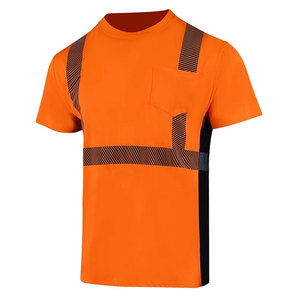 T-shirt de travail haute visibilité vert citron avec bandes réfléchissantes, manches courtes, coupe classique, col rond, tissé respirant pour homme - Product Image 3