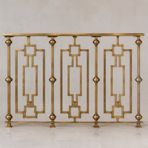Rampe d'escalier en bronze géométrique avec motifs carrés escalonnés pour hôtels de luxe, villas et intérieurs modernes - Product Image 1