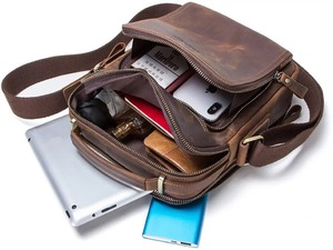 Vintage Large Capacity Simple Crossbody Bag Genuine Leather Business Bag for Men <b>Shoulder</b> Pack - Product Image 4
