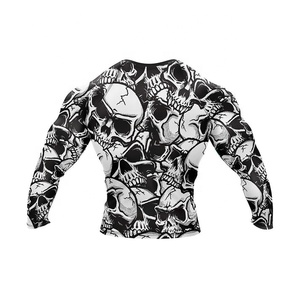 เสื้อรัดกล้ามเนื้อ BJJ MMA คุณภาพสูง พิมพ์ลายตามสั่งสำหรับผู้ชาย พิมพ์ลายด้วยความร้อน แขนยาว แห้งเร็ว ป้องกันรังสียูวี ผ้า 220 กรัม - Product Image 6