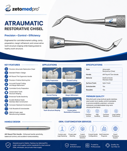 Cincel Restaurador Dental Atraumático Premium, Instrumento Dental de Acero Inoxidable de Grado Médico, OEM Zetomed Pro - Product Image 5