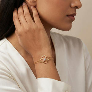 Bracelet jonc en diamant naturel de 0,08 carat, certifié IGI, couleur H-I, taille brillant rond, clarté VS-SI, bijou miné sur terre, cadeau - Product Image 1