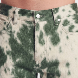 Pantalon streetwear d'été pour homme en cuir de vachette pleine fleur 100% avec poils, taille mi-haute, style hip-hop, qualité supérieure, séchage rapide et respirant - Product Image 3