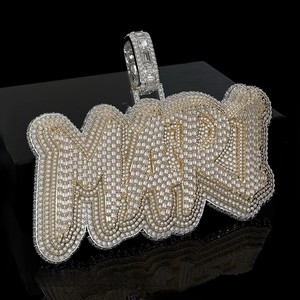 Pendentif Rapper Personnalisé en Argent 925 de Haute Qualité avec Moissanite, Collier Hip Hop, Bijou Plaqué Or, Style Iced Out, Certifié GRA - Product Image 1