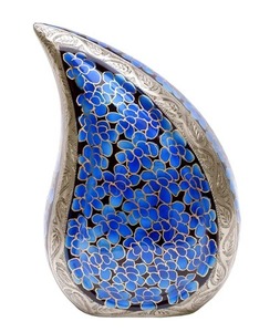 Urne funéraire bleue en forme de larme avec motif cœur pour cendres d'adultes, souvenir commémoratif décoratif, urne en forme de larme pour cendres humaines - Product Image 2