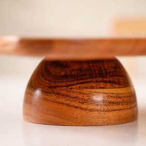 Elegant Wooden <b>Cake</b> <b>Stand</b> Crafted From Natural Wood Featuring A Smooth Square Platform And A Sturdy Pedestal Base For Serving - Product Image 3